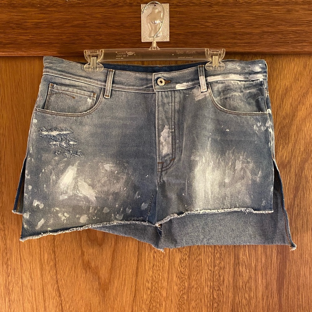 Random Identities distressed denim mini-skirt